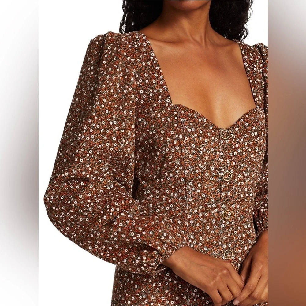 NWT Free People Call Me Cord Mini Dress Brown Black Combo Sz 4 - Picture 3 of 16